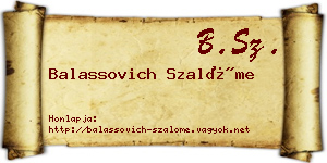 Balassovich Szalóme névjegykártya